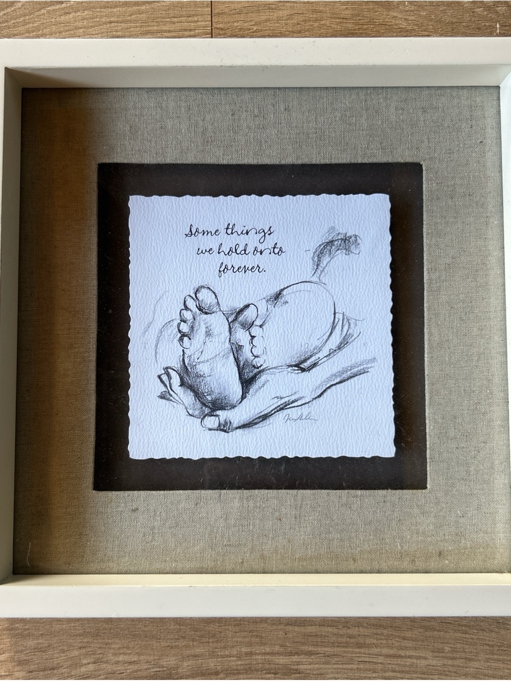 Framed Neutral Toned 'Some Things We Hold On To Forever' Handmade Wall Art